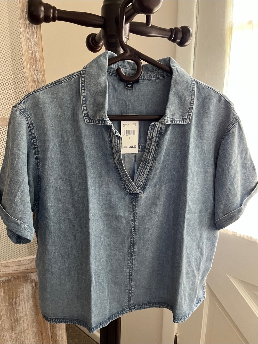 Splendid Light Blue Denim Short-Sleeve Polo